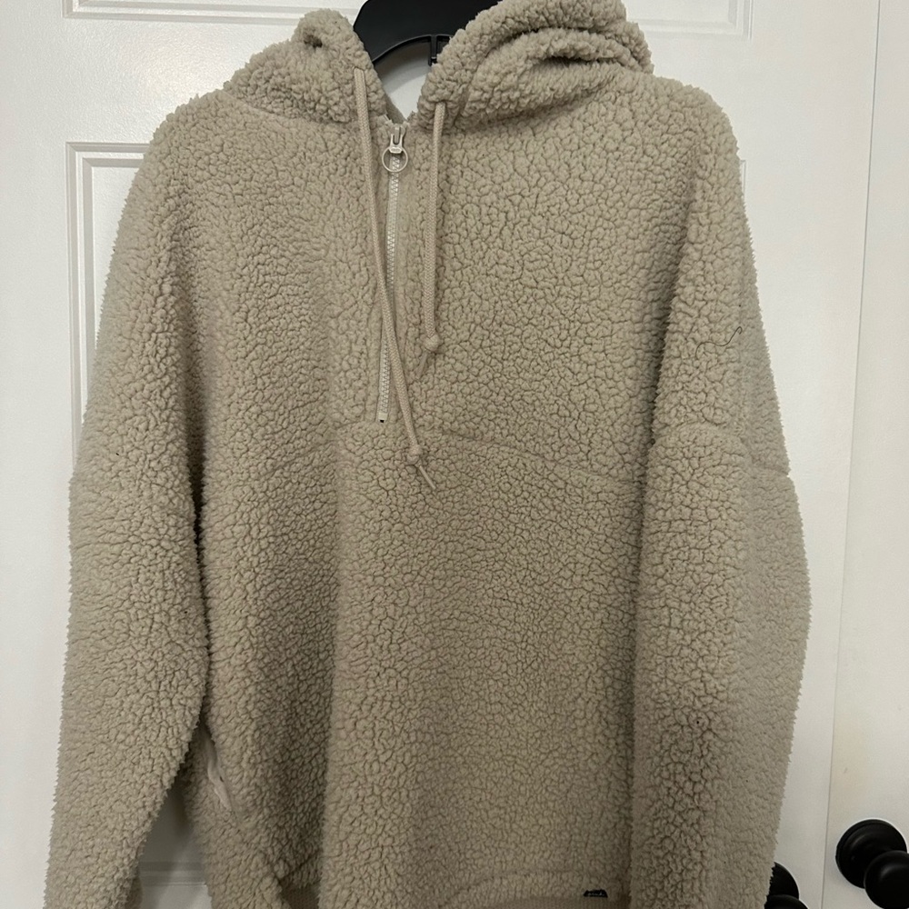 PINK Victoria's Secret Men's Sherpa Zip Hoodie - Beige